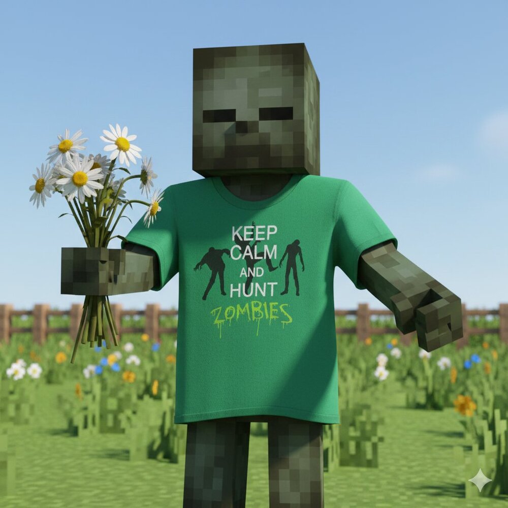 🧟 Seattle Cotton "Keep Calm Hunt Zombies" Kids Tee Small Green 💚